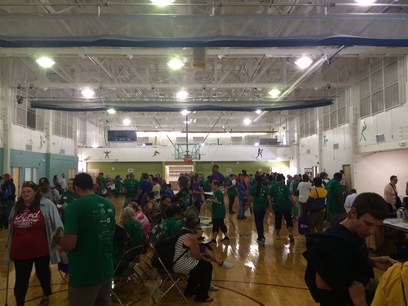 The crowded gym at the Aurora Homeless Connect one-day fair.