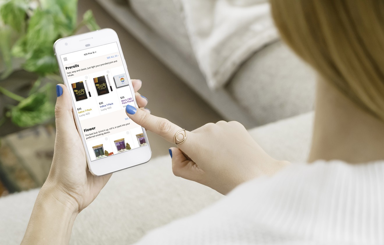 An online shopper browses Eaze, a marijuana delivery app.