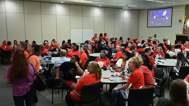 People show up to support a union.