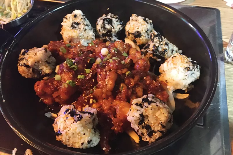 Image: Boneless chicken feet with rice balls that you make yourself at Thank Sool Pocha.