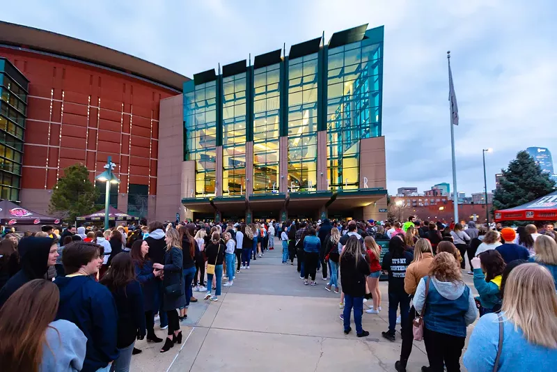 Image: line outside a music venue