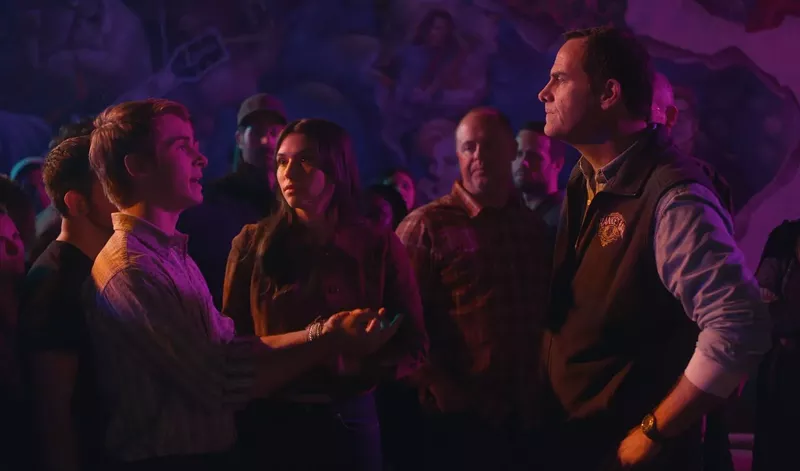 Image: Bo (Michael Provost) must prove he's not a loser to Mark Berzins (Andy Buckley) in Most Guys Are Losers.