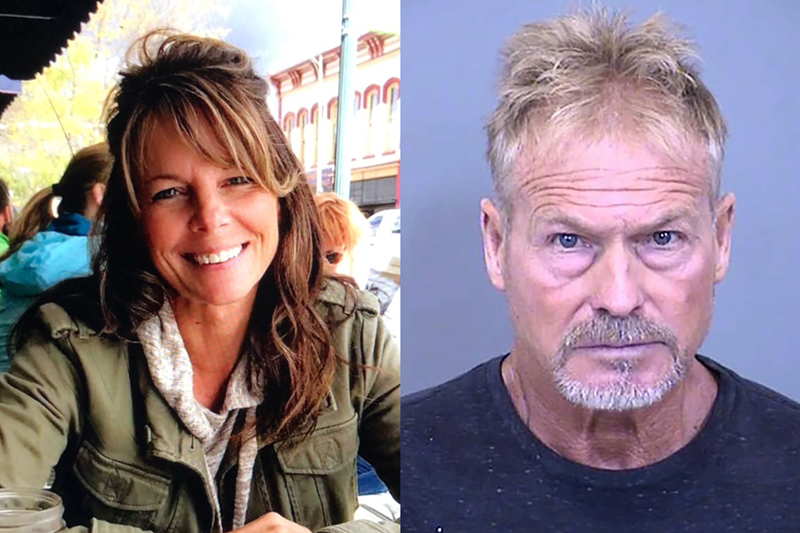 Image: A family photo of Suzanne Morphew, and Barry Morphew's booking photo.