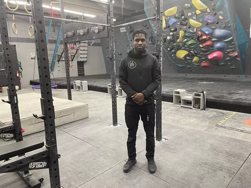 Image: Aman Anderson is the owner and operator of Beast Fingers Climbing Gym.