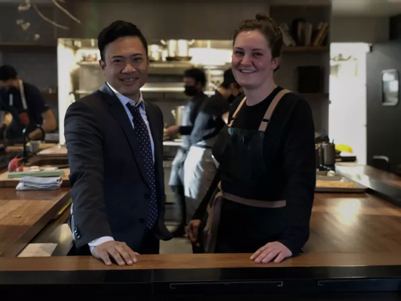Image: New Beckon GM Justin Abad (left) and executive chef Codi Simkins are ready for your next dinner out.