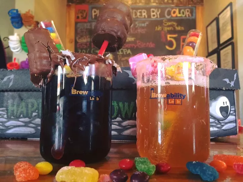 Image: Things got freaky on Halloween at Brewability Lab, which hosted a beer-glass decorating party.