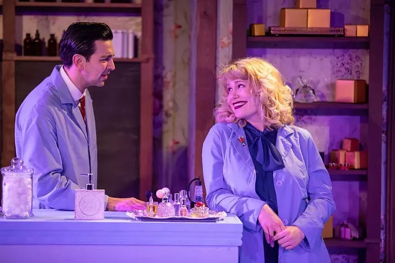Image: Ryan Omar Stack and Emma Rebecca Maxfield in Parfumerie.