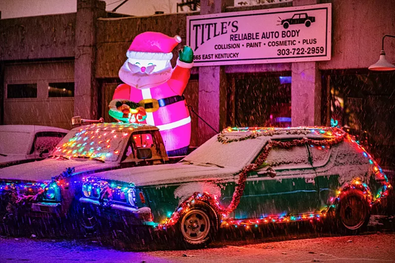 Image: Christmas lights in a holiday neighborhood