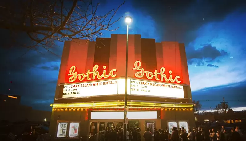 Image: exterior of a brick venue that has the words gothic theatre