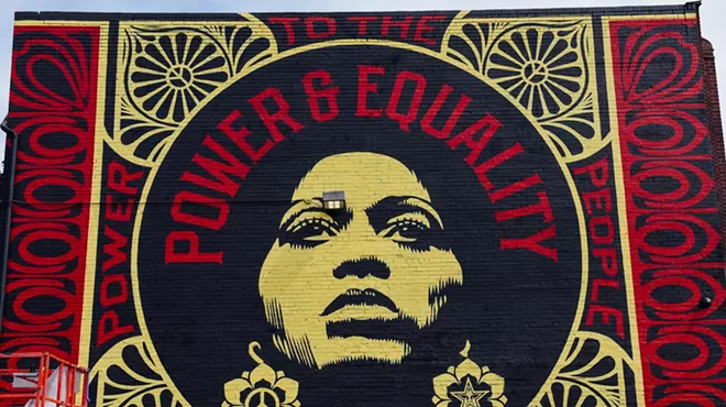 A mural of a woman