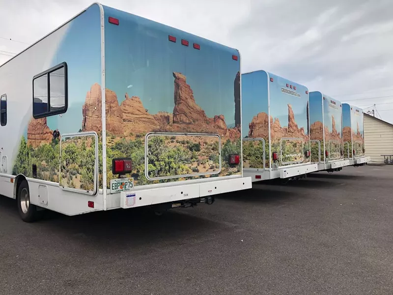 Image: Thirty-foot Cruise America RVs, similar to the location of Jirí Kovanda's next artwork, "All the Birds of North America."