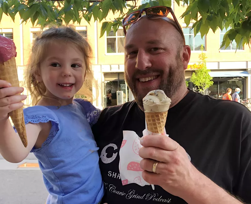 Image: Sophie and Hosea Rosenberg enjoy summer treats from Gelato Boy.