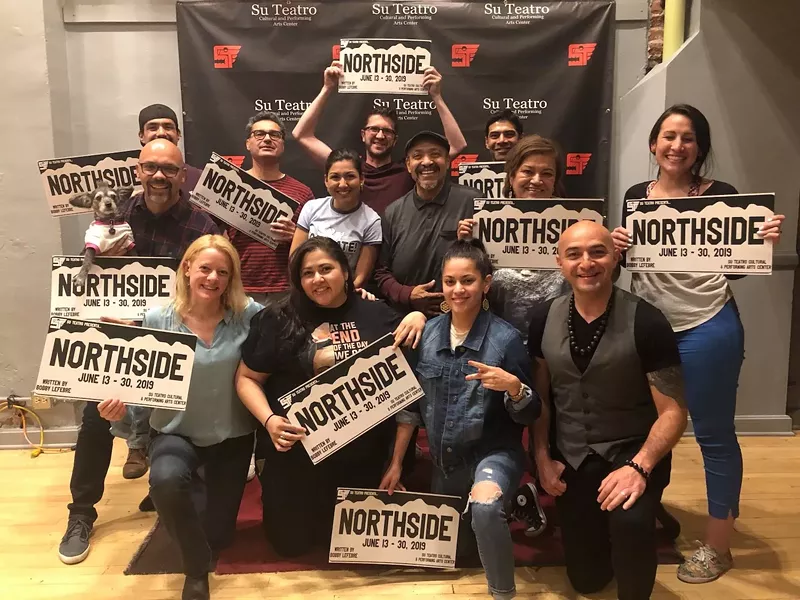 Image: Bobby LeFebre and the cast and crew of Northside plug their show at Su Teatro.