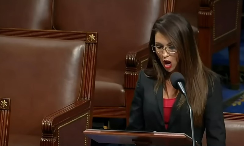 Representative Lauren Boebert, apparently shocked at the level of bullshit in her own articles.