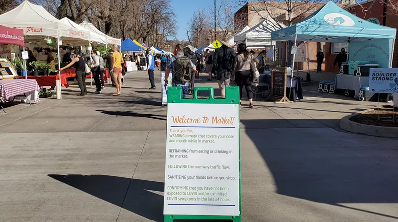 Image: Opening day of the 2021 Boulder County Farmers' Market in Boulder.
