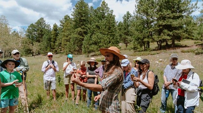 A Colorado field guides identifies a local mushroom in Boulder County.