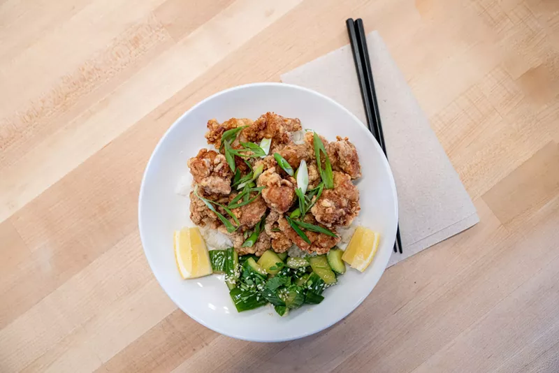 Image: Japanese karaage (fried chicken) with smashed cucumber salad show chef Natascha Hess's range of Asian cooking.