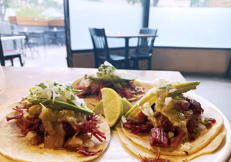 Image: Corned beef tacos are one of the new items on the Unversal's dinner menu.