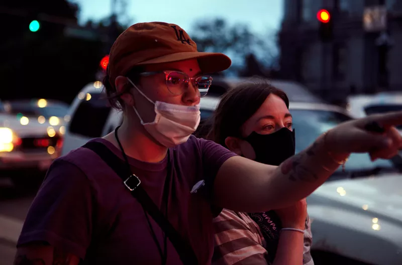 Image: Ms. Mayhem editor Madison Lauterbach and contributing writer Cassandra Ballard covering the May 30 George Floyd protest in Denver.