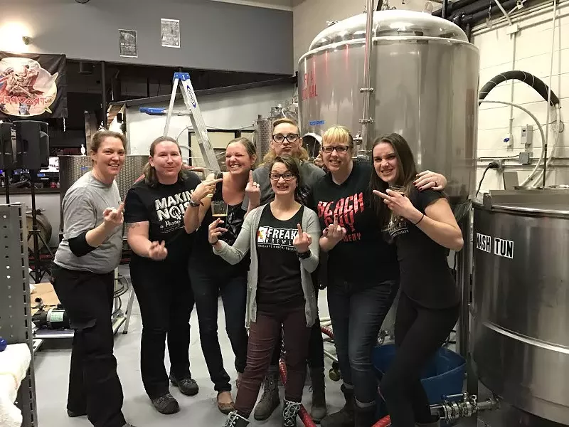 Image: These brewers, some representing Factotum, 3 Freaks and Black Sky, are angry.