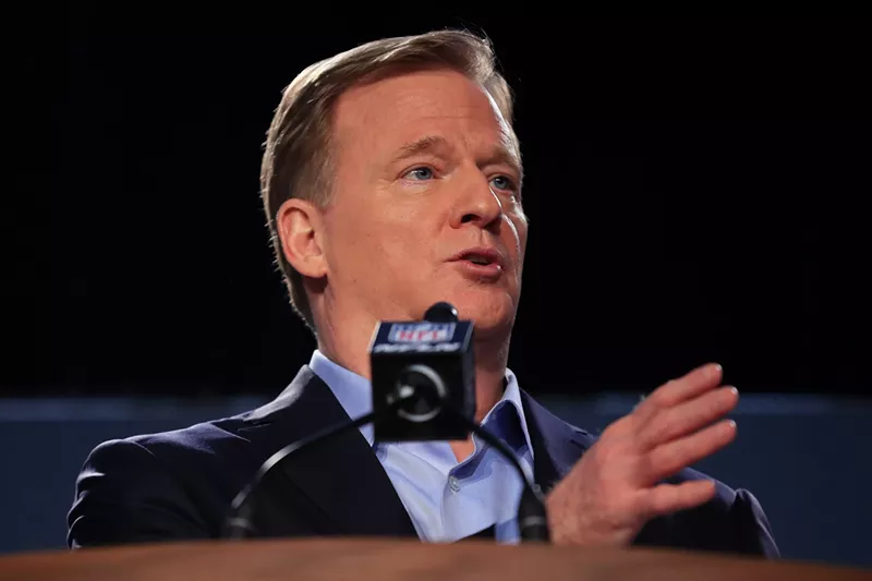 Image: Roger Goodell brought up the Broncos at this week's Super Bowl press conference.