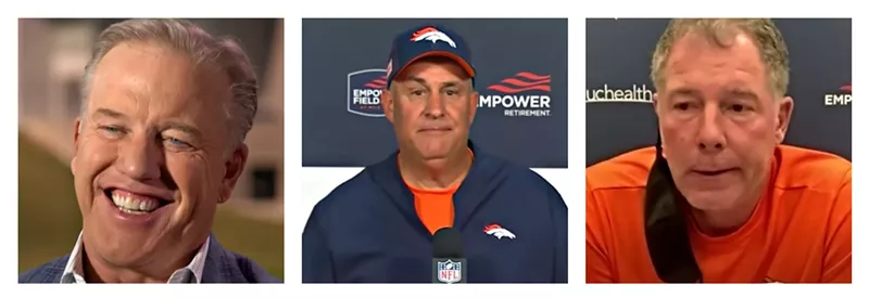 Image: Denver Broncos executive John Elway, head coach Vic Fangio and offensive coordinator Pat Shurmur have all been targeted for sacking by frustrated fans on Twitter.