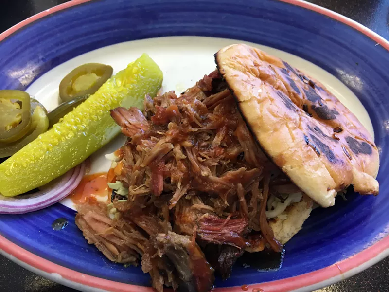 Image: This pulled pork sandwich is only $3.50 on Tuesdays at Cafe UR Way.