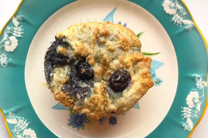 Image: A blueberry muffin.