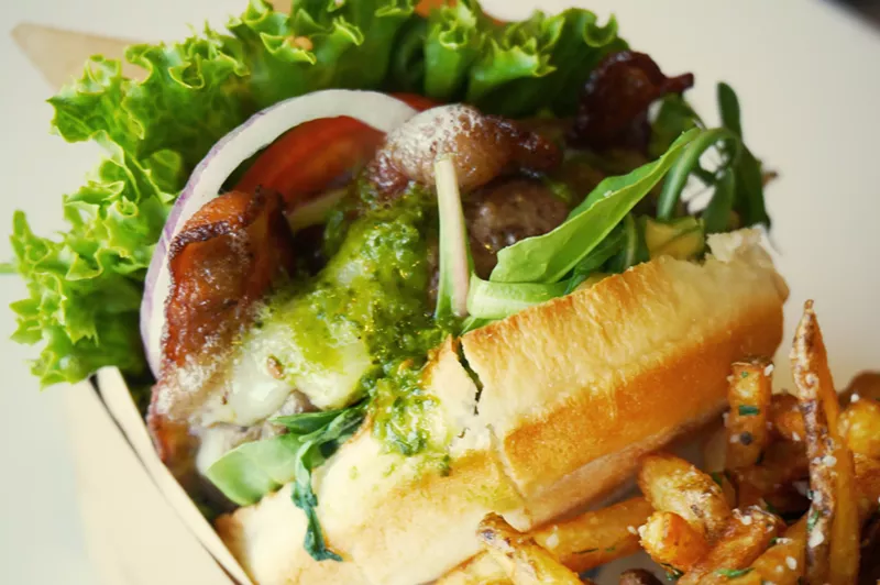 Image: Larkburger has a new sandwich with bacon, pepper Jack cheese and chimichurri.
