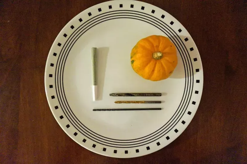 Image: Pumpkins have been at grocery stores since August, but we had the discipline to wait until October to smoke out of one.