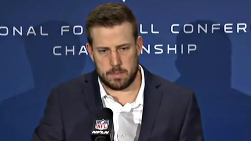 Image: Case Keenum at a post-game press conference after his Minneosta Vikings fell short to the Philadelphia Eagles in the NFC championship game in January.