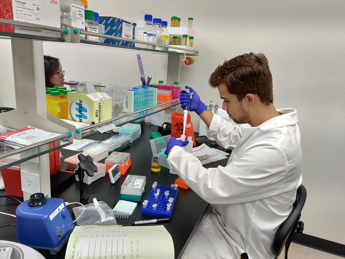 Inside the Biomedican laboratory, rare cannabinoids  are produced with specialized yeast.