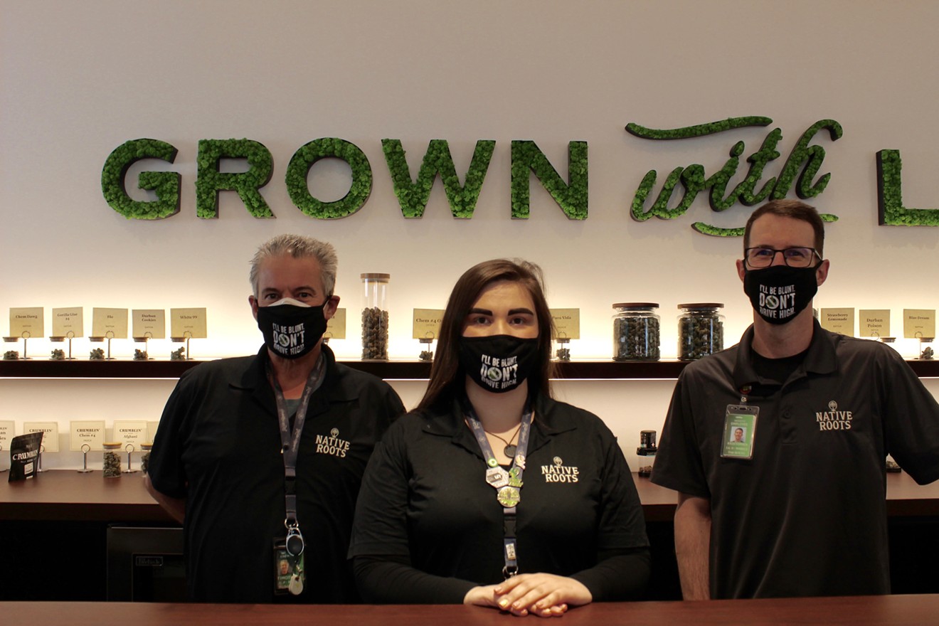 Native Roots budtenders will wear their "I'll be blunt. Don't drive high" masks through April.