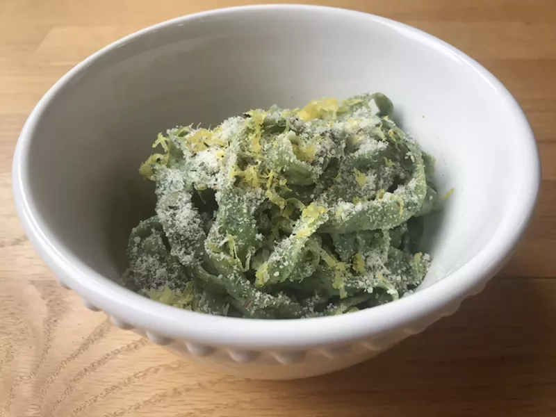 Image: Spinach pasta carries a little of the sweetness of the overwintered produce.