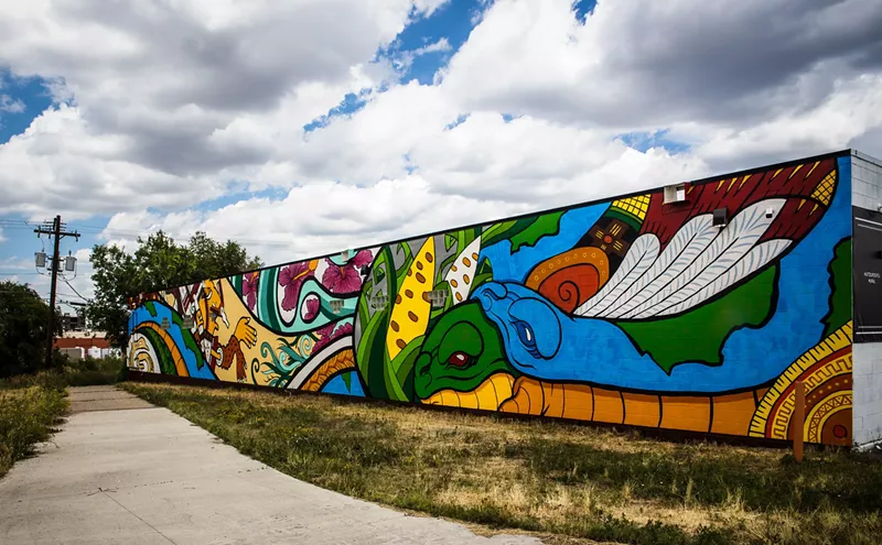 Image: Chicano Artists Repair Whitewashed Mural at Sun Valley Dispensary
