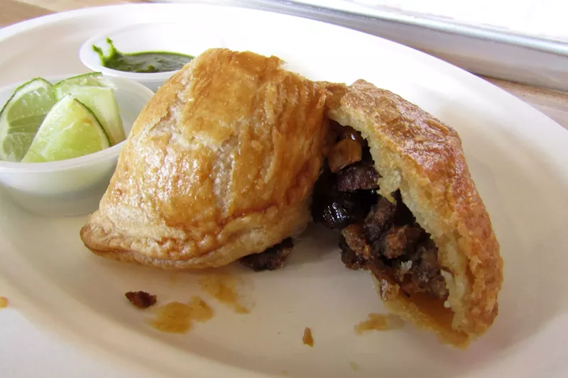 Image: Chocklo serves Argentinian empanadas with a wheat-flour shell like this one as well as Colombian corn-flour empanadas.