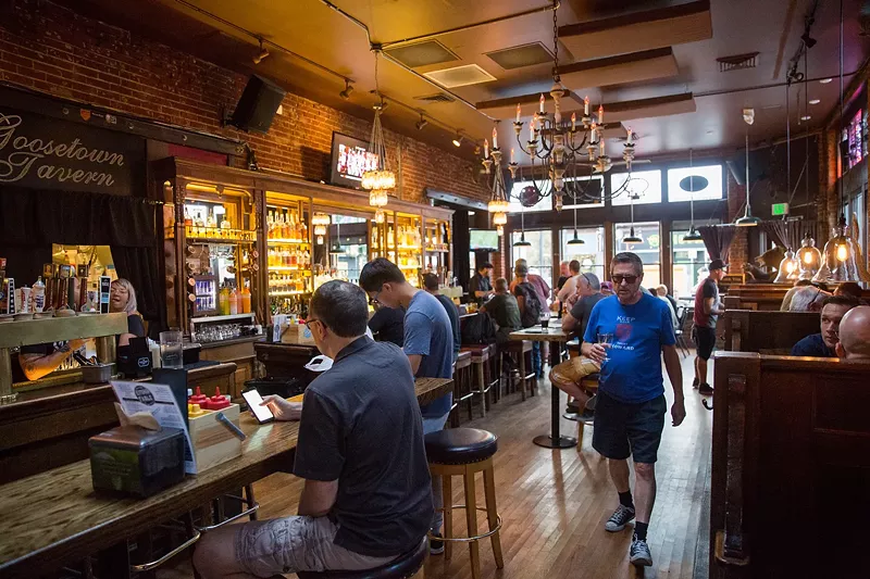 Image: Goosetown Tavern, one of the four businesses Chris Swank owns, in 2018.