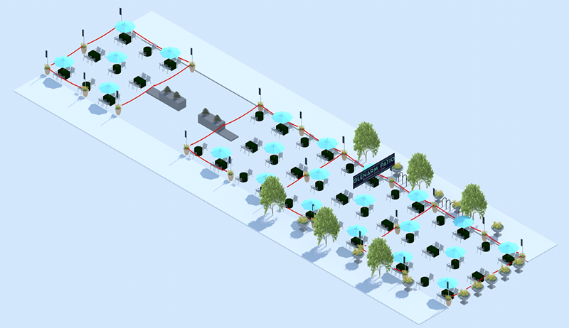 Image: The new Glenarm Patio communal dining area is located between 15th and 16th streets on Glenarm Place.
