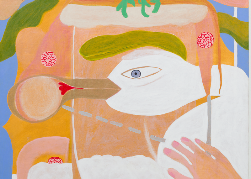 Image: A bird drawing with an orange background