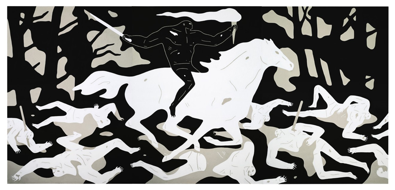 Cleon Peterson, "Victory," 2016. Acrylic on canvas, 180 x 84 in.
