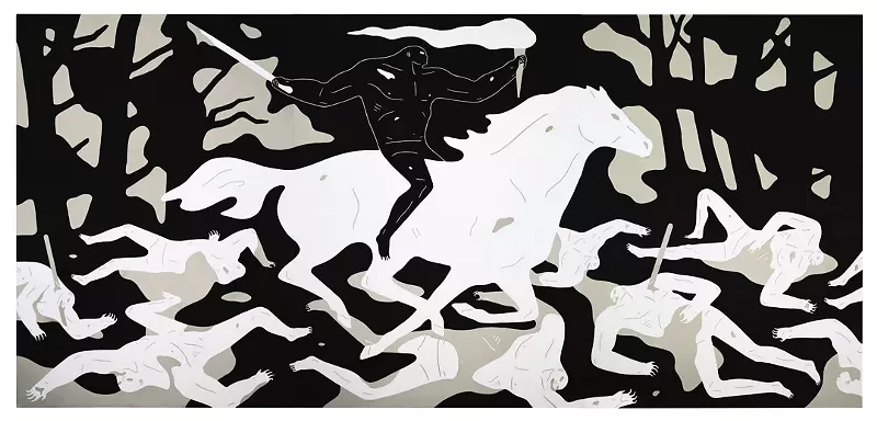 Image: Cleon Peterson, "Victory," 2016. Acrylic on canvas, 180 x 84 in.