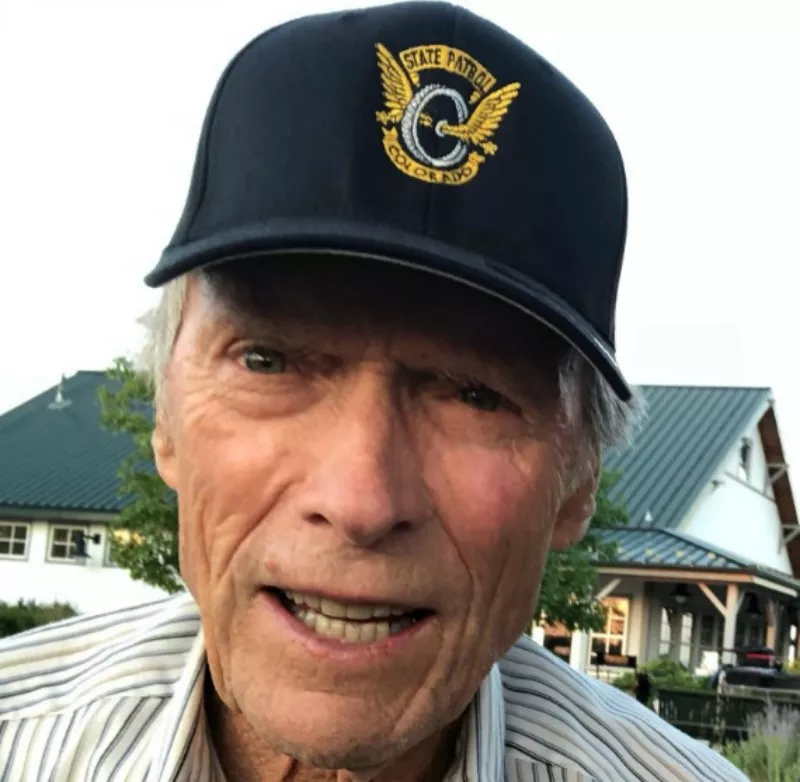 Image: Clint Eastwood sporting a Colorado State Patrol cap during his visit to Colorado.