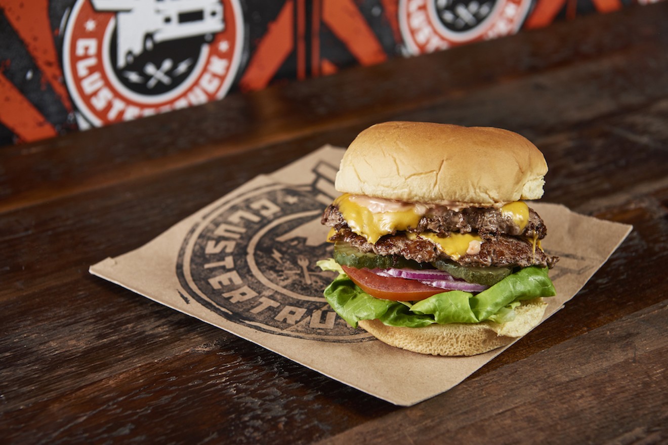 The Mug Double Burger features grass-fed beef from Baggott's farm.