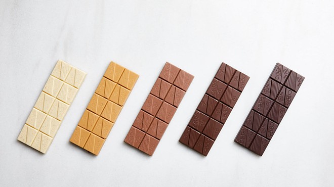 Lineup of different colored chocolate bars