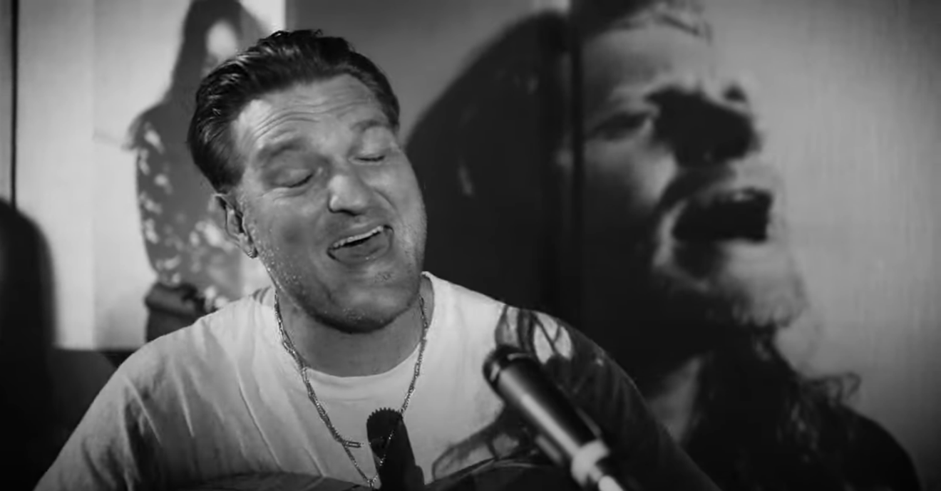 Cold War Kids' frontman Nathan Willett and the Lumineers' Wesley Schultz in a scene from the video for "1 X 1."