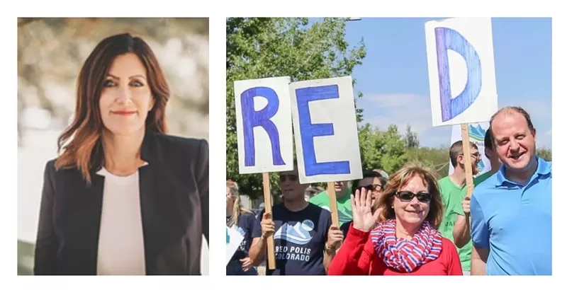 Image: Despite the three letters displayed behind Governor Jared Polis and Lieutenant Governor Dianne Primavera in the photo above, a red wave isn't forecast in their race against Republican gubernatorial nominee Heidi Ganahl.