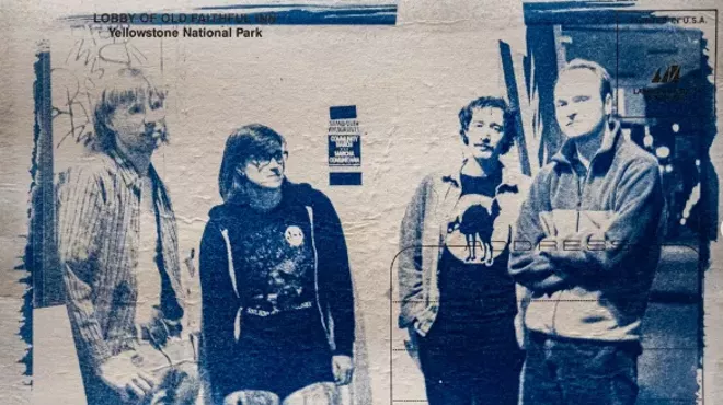 A stylized portrait of the band Flesh Tape