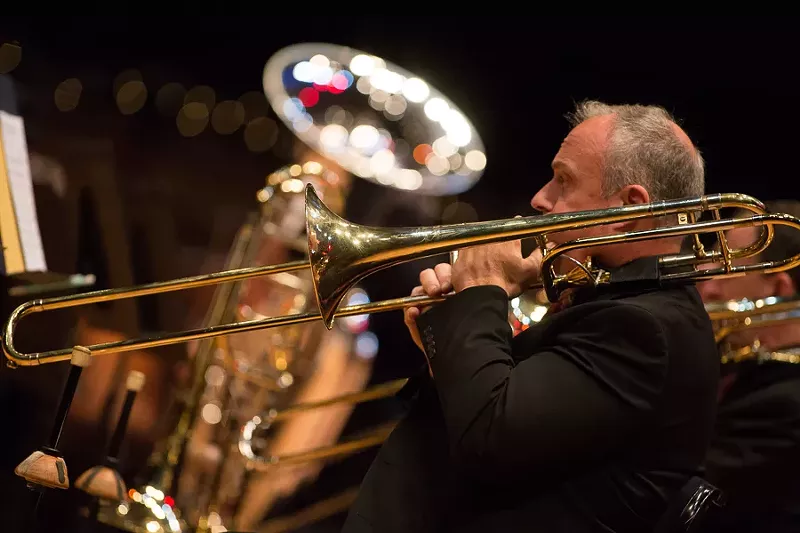 Colorado Brass & Percussion Playing Outdoor Concert at McGregor Square