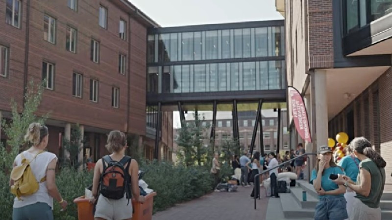 A screen capture from a University of Denver video highlighting move-in day this year.