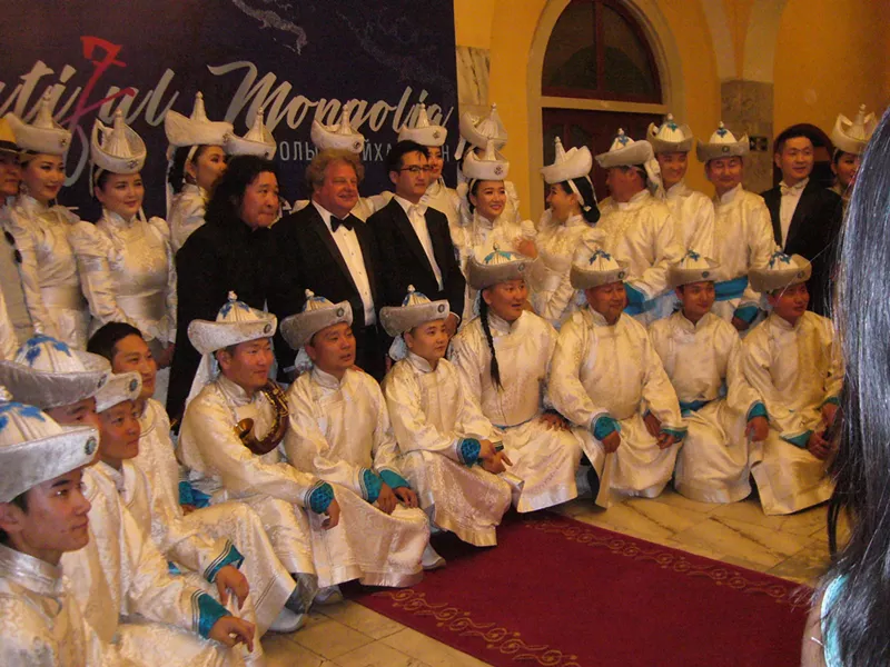 Image: Blomster (center) with the Morin Khuur Ensemble at their performance.